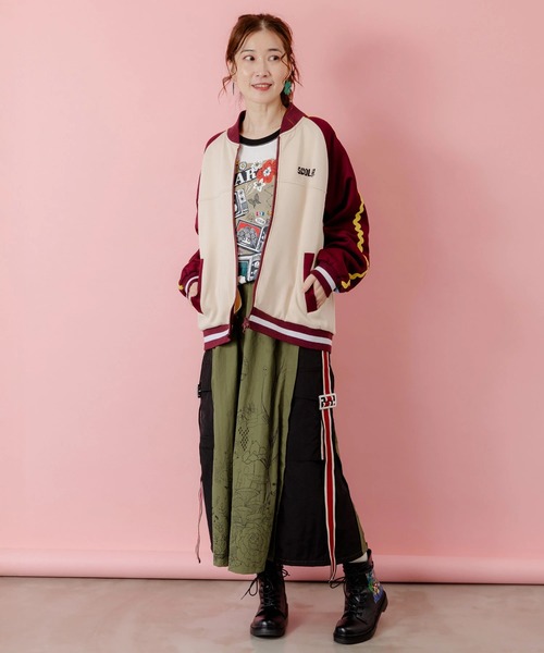 ScoLar（スカラー）の「ScoLar/スカラー　刺繍ジャージBZ（ブルゾン・レディース・パープル/アイボリー/ブラック・FREE）」の12枚目の写真