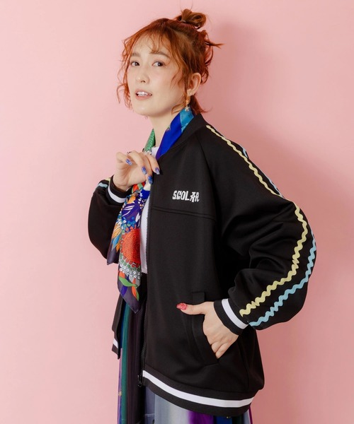 ScoLar（スカラー）の「ScoLar/スカラー　刺繍ジャージBZ（ブルゾン・レディース・パープル/アイボリー/ブラック・FREE）」の18枚目の写真