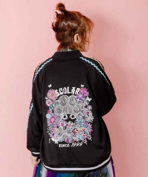 ScoLar（スカラー）の「ScoLar/スカラー　刺繍ジャージBZ（ブルゾン・レディース・パープル/アイボリー/ブラック・FREE）」の20枚目の写真