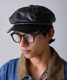 Theater code(シアターコード)のFaux Leather Vintage-Style Casquette / フェイクレザー ヴィンテージ風キャスケット(キャスケット)
