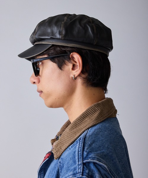 Faux Leather Vintage-Style Casquette / フェイクレザー ヴィンテージ