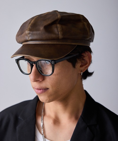 Faux Leather Vintage-Style Casquette / フェイクレザー ヴィンテージ