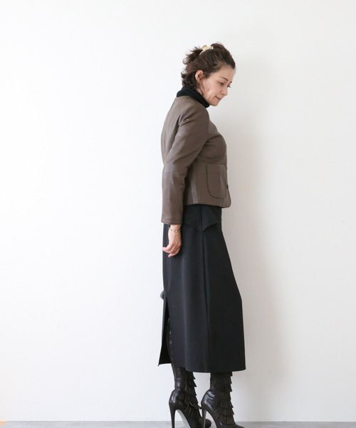 Lana821(ラナハニー)の「PUレザー ノーカラージャケット(ノーカラージャケット・レディース・モカ/グリーン/ブラック・S/M)」の10枚目の写真