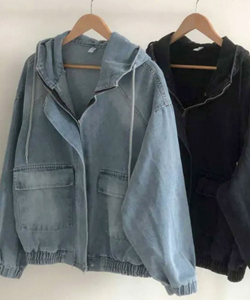 セール】フード付きデニムブルゾン（ブルゾン）｜VIVID LADY