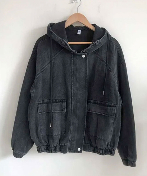 セール】フード付きデニムブルゾン（ブルゾン）｜VIVID LADY