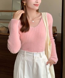 淡いピンクのフワフワニットポンチョ　値下げ不可 terrace ニット セーター ゆるふわニットプルオーバー