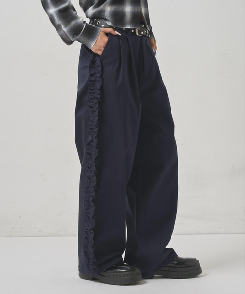 WHO'S WHO gallery（フーズフーギャラリー）の「サイドフリルラインチノパンツ（チノパンツ・レディース・ライトグリーン/ネイビー・マルチサイズ）」の13枚目の写真