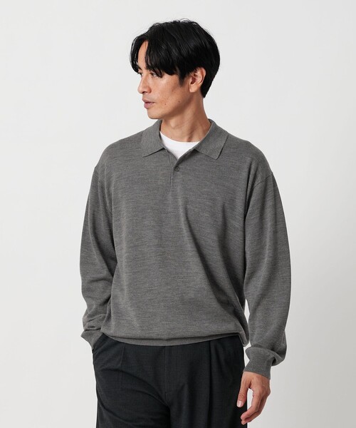 BEAUTY&YOUTH UNITED ARROWS（ビューティーアンドユースユナイテッドアローズ）の「SUPER130 ウール ポロニット ウォッシャブル（ポロシャツ・メンズ・グレー系/ブラック・M/S/L/XL）」の3枚目の写真