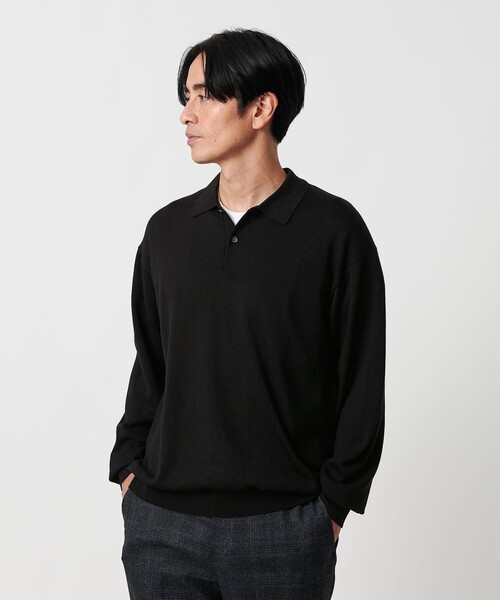 BEAUTY&YOUTH UNITED ARROWS（ビューティーアンドユースユナイテッドアローズ）の「SUPER130 ウール ポロニット ウォッシャブル（ポロシャツ・メンズ・グレー系/ブラック・M/S/L/XL）」の5枚目の写真