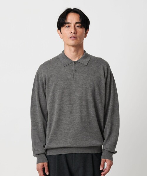 BEAUTY&YOUTH UNITED ARROWS（ビューティーアンドユースユナイテッドアローズ）の「SUPER130 ウール ポロニット ウォッシャブル（ポロシャツ・メンズ・グレー系/ブラック・M/S/L/XL）」の6枚目の写真