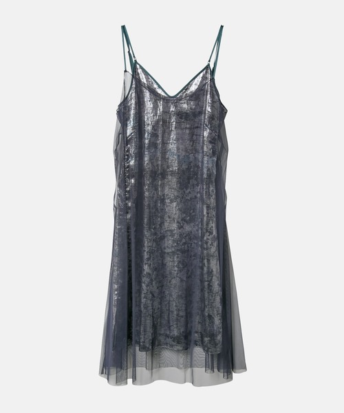 IRENENNE(アイレネ)の「ホイルプリントレイヤードキャミドレス / Foil Print Layered Cami Dress(ワンピース・レディース・シルバー・36)」の2枚目の写真