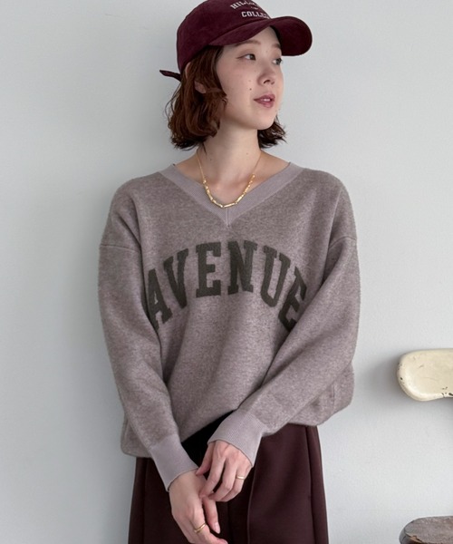 Doux archives(ドゥアルシーヴ)の「アーチロゴシャギーニット(ニット/セーター・レディース・チャコールグレー/レッド/グレイッシュベージュ・FREE)」の15枚目の写真