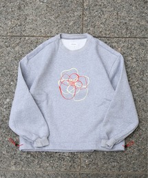 ATELANE / CVC裏起毛刺繍スウェット/フラワー/ハート/ドローコード