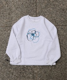 ATELANE / CVC裏起毛刺繍スウェット/フラワー/ハート/ドローコード