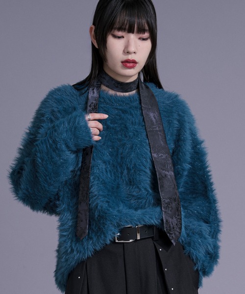 Ellno Loset（エルノロゼット）の「ラメシャギーニットプルオーバー（ニット/セーター・メンズ・ブルー/ワインレッド/ブラック・LARGE/MEDIUM/SMALL）」の2枚目の写真