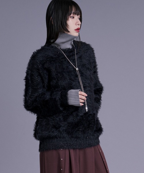 Ellno Loset（エルノロゼット）の「ラメシャギーニットプルオーバー（ニット/セーター・メンズ・ブルー/ワインレッド/ブラック・LARGE/MEDIUM/SMALL）」の22枚目の写真