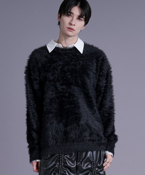 Ellno Loset（エルノロゼット）の「ラメシャギーニットプルオーバー（ニット/セーター・メンズ・ブルー/ワインレッド/ブラック・LARGE/MEDIUM/SMALL）」の4枚目の写真