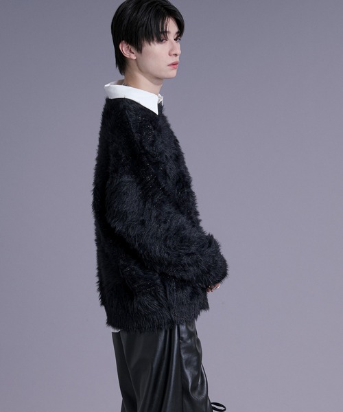 Ellno Loset（エルノロゼット）の「ラメシャギーニットプルオーバー（ニット/セーター・メンズ・ブルー/ワインレッド/ブラック・LARGE/MEDIUM/SMALL）」の8枚目の写真