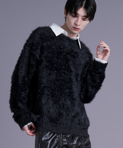 Ellno Loset（エルノロゼット）の「ラメシャギーニットプルオーバー（ニット/セーター・メンズ・ブルー/ワインレッド/ブラック・LARGE/MEDIUM/SMALL）」の7枚目の写真