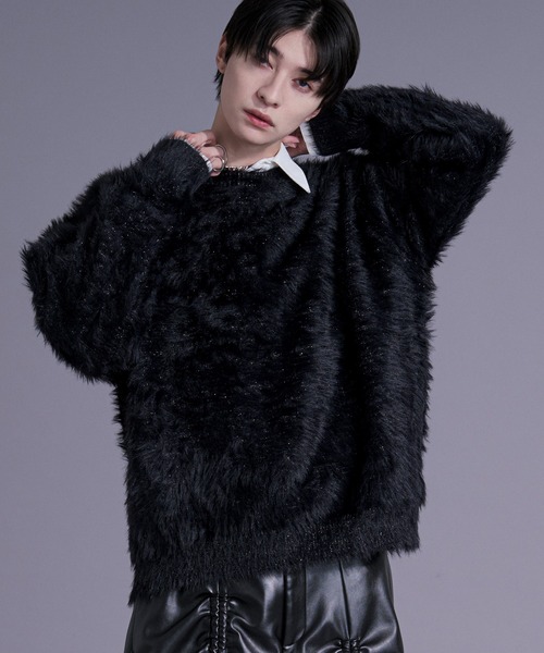 Ellno Loset（エルノロゼット）の「ラメシャギーニットプルオーバー（ニット/セーター・メンズ・ブルー/ワインレッド/ブラック・LARGE/MEDIUM/SMALL）」の5枚目の写真