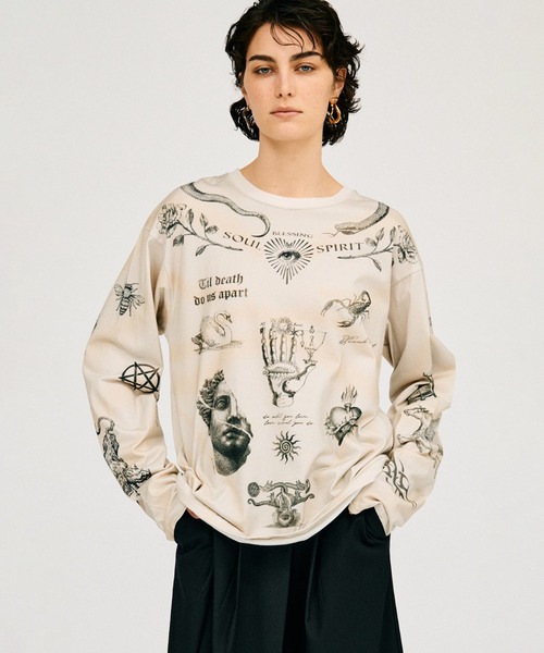 PRANK PROJECT（プランクプロジェクト）の「【Pre-Order】TATOOプリントロングスリーブTEE / Tatoo Printed Long Sleeve TEE（Tシャツ/カットソー・レディース・アイボリー・FREE）」の7枚目の写真