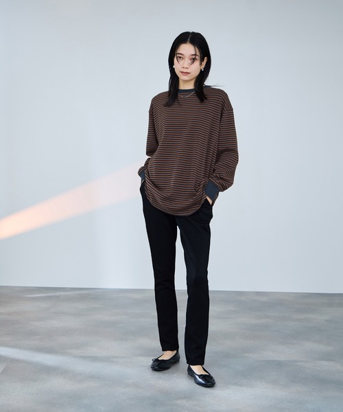 Mac-House(マックハウス)の「milli de l'air オーバーサイズボーダーカットソー(Tシャツ/カットソー・レディース・ブラウン系その他/ブラック系その他・M)」の8枚目の写真