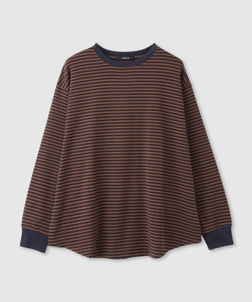 Mac-House(マックハウス)の「milli de l'air オーバーサイズボーダーカットソー(Tシャツ/カットソー・レディース・ブラウン系その他/ブラック系その他・M)」の10枚目の写真