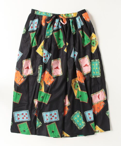 sandy（サンディー）の「プリントタックギャザースカート（スカート・レディース・ブルー/マスタード/パープル/ロイヤルブルー・FREE）」の4枚目の写真