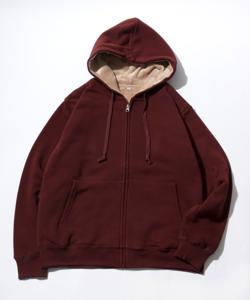 セール】裏シャギーボア 無地スウェットジップアップパーカー