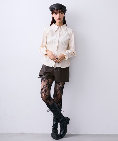 MONOe(モノエ)の「フェイクレザーストラップショートパンツ(その他パンツ・レディース・ブラック/ブラウン・S/M/L)」の11枚目の写真