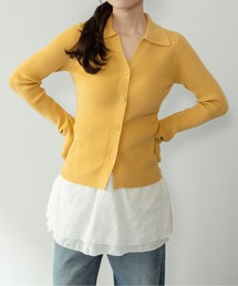 on:nue | 【on:nue】[新色追加/ 着用動画あり！/選べる7色展開] キーネック フレアスリーブポロニット(ニット/セーター)