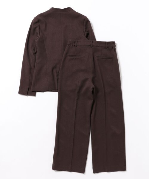 m.f.editorial(エムエフエディトリアル)の「【ストレッチ ウォッシャブル】m.f.エディトリアル レディース ノーカラー ジャケット + セミワイド パンツ ビジネス セットアップ スーツ ウーリッシュこげ茶(スーツセット・レディース・ダークウッド・S/LARGE/X-LARGE/MEDIUM)」の2枚目の写真