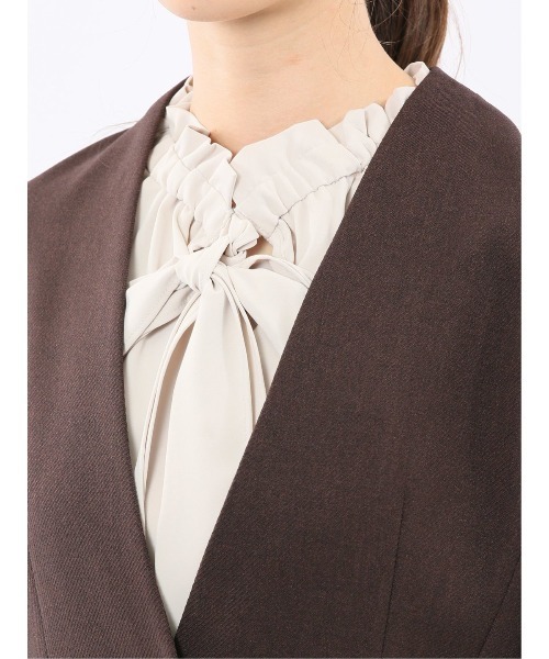 m.f.editorial(エムエフエディトリアル)の「【ストレッチ ウォッシャブル】m.f.エディトリアル レディース ノーカラー ジャケット + セミワイド パンツ ビジネス セットアップ スーツ ウーリッシュこげ茶(スーツセット・レディース・ダークウッド・S/LARGE/X-LARGE/MEDIUM)」の7枚目の写真