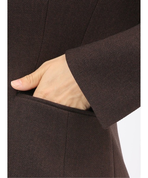 m.f.editorial(エムエフエディトリアル)の「【ストレッチ ウォッシャブル】m.f.エディトリアル レディース ノーカラー ジャケット + セミワイド パンツ ビジネス セットアップ スーツ ウーリッシュこげ茶(スーツセット・レディース・ダークウッド・S/LARGE/X-LARGE/MEDIUM)」の8枚目の写真