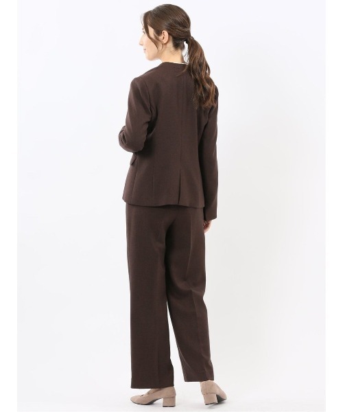 m.f.editorial(エムエフエディトリアル)の「【ストレッチ ウォッシャブル】m.f.エディトリアル レディース ノーカラー ジャケット + セミワイド パンツ ビジネス セットアップ スーツ ウーリッシュこげ茶(スーツセット・レディース・ダークウッド・S/LARGE/X-LARGE/MEDIUM)」の14枚目の写真