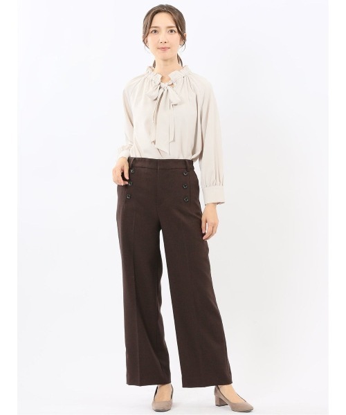 m.f.editorial(エムエフエディトリアル)の「【ストレッチ ウォッシャブル】m.f.エディトリアル レディース ノーカラー ジャケット + セミワイド パンツ ビジネス セットアップ スーツ ウーリッシュこげ茶(スーツセット・レディース・ダークウッド・S/LARGE/X-LARGE/MEDIUM)」の16枚目の写真