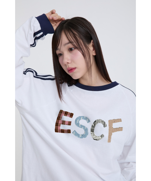ESCAPEFROM(エスケープフロム)の「パッチビンテージロゴプリントトラックロングスリーブホワイト(Tシャツ/カットソー・レディース・その他・LARGE/MEDIUM)」の1枚目の写真
