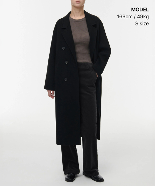 MUSINSA STANDARD WOMAN（ムシンサスタンダードウーマン）の「レディースカシミアブレンドハンドメイドダブルコート[ブラック]（チェスターコート・レディース・その他・LARGE/MEDIUM/X-SMALL）」の13枚目の写真