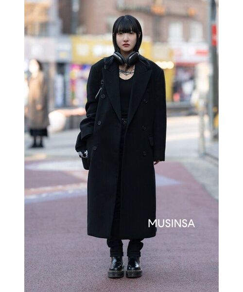 MUSINSA STANDARD WOMAN（ムシンサスタンダードウーマン）の「レディースカシミアブレンドハンドメイドダブルコート[ブラック]（チェスターコート・レディース・その他・LARGE/MEDIUM/X-SMALL）」の5枚目の写真