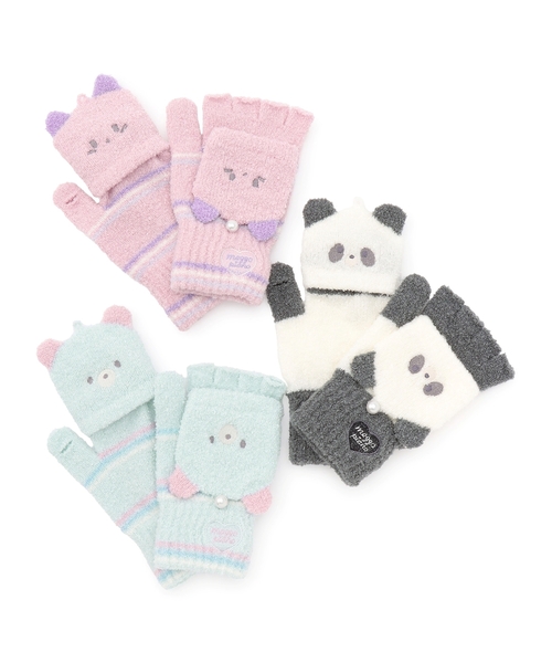 セール】アニマルフェイス マシュマロニット手袋（手袋）｜mezzo piano