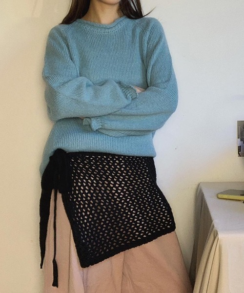 maison de LATIR（メゾンドラティール）の「トレンドのメッシュニットラップスカート（スカート・レディース・レッド/ブラック・FREE）」の12枚目の写真