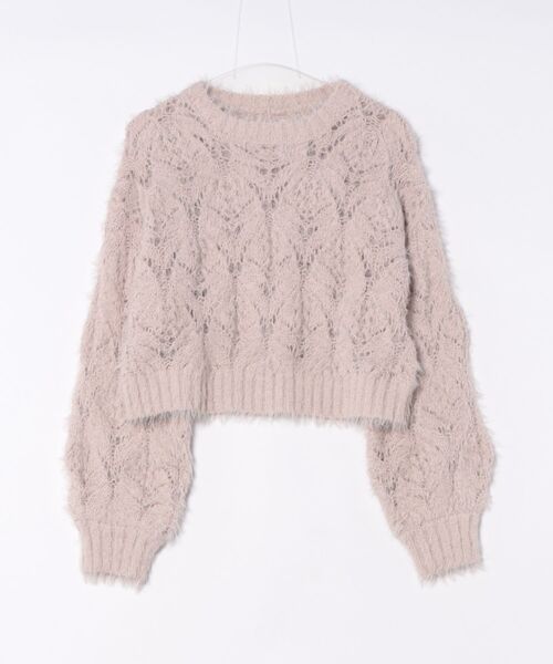 STYLEBLOCK(スタイルブロック)の「モールフェザー透かし柄編みニットトップス(ニット/セーター・レディース・アイボリー/ピンクベージュ/チャコールグレー/モカ・FREE)」の8枚目の写真