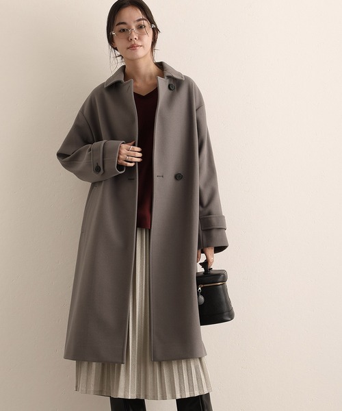 ElegChic(エレグシック)の「フェイクウールコート(ステンカラーコート・レディース・ブラック/グレー・M/L)」の1枚目の写真