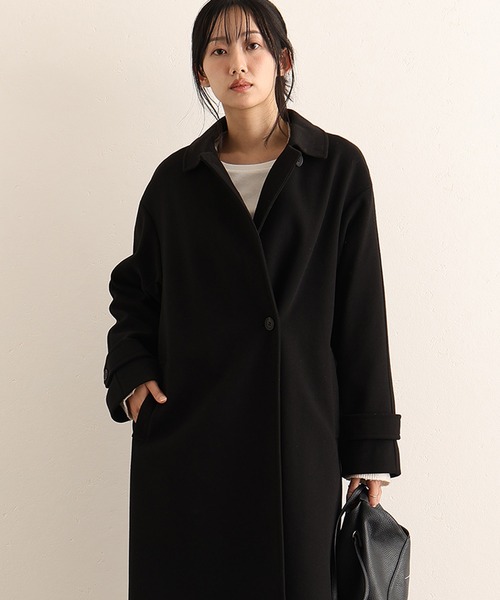 ElegChic(エレグシック)の「フェイクウールコート(ステンカラーコート・レディース・ブラック/グレー・M/L)」の2枚目の写真