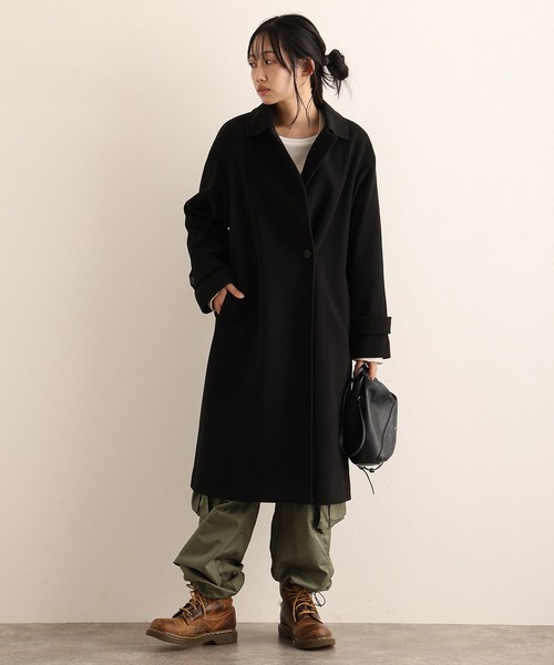 ElegChic(エレグシック)の「フェイクウールコート(ステンカラーコート・レディース・ブラック/グレー・M/L)」の3枚目の写真
