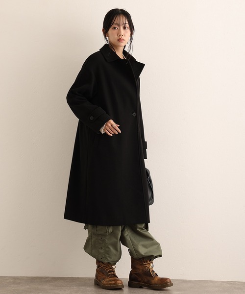 ElegChic(エレグシック)の「フェイクウールコート(ステンカラーコート・レディース・ブラック/グレー・M/L)」の4枚目の写真