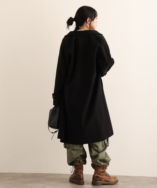 ElegChic(エレグシック)の「フェイクウールコート(ステンカラーコート・レディース・ブラック/グレー・M/L)」の5枚目の写真
