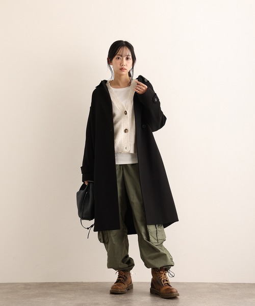 ElegChic(エレグシック)の「フェイクウールコート(ステンカラーコート・レディース・ブラック/グレー・M/L)」の6枚目の写真