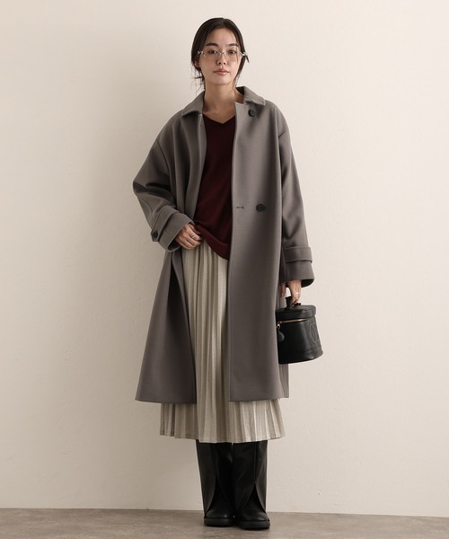 ElegChic(エレグシック)の「フェイクウールコート(ステンカラーコート・レディース・ブラック/グレー・M/L)」の7枚目の写真