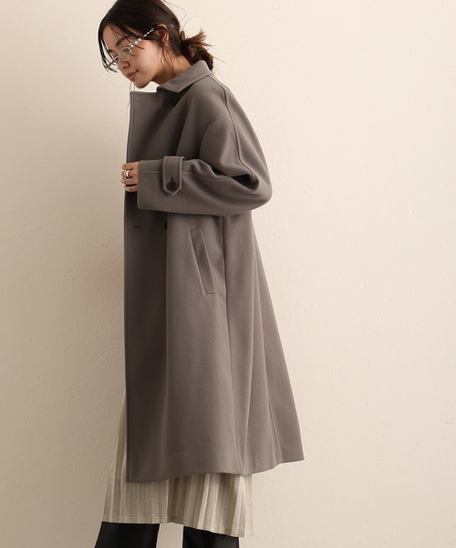 ElegChic(エレグシック)の「フェイクウールコート(ステンカラーコート・レディース・ブラック/グレー・M/L)」の8枚目の写真